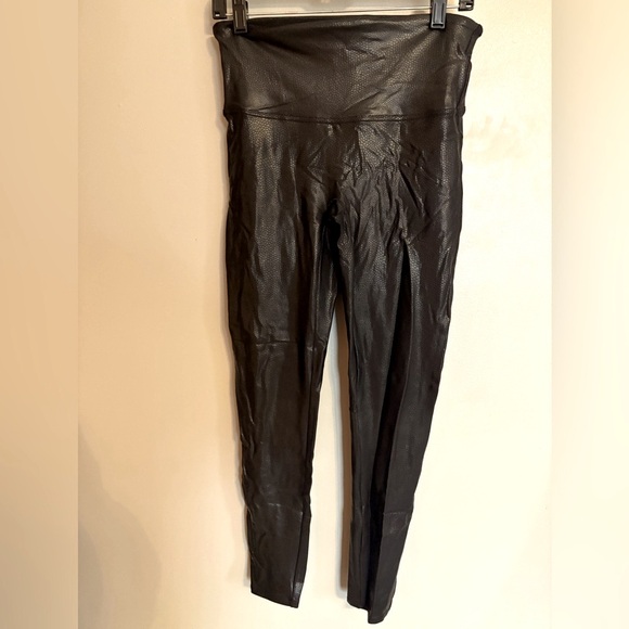 SPANX Black Faux Leather Shapewear Leggings - Picture 1 of 10